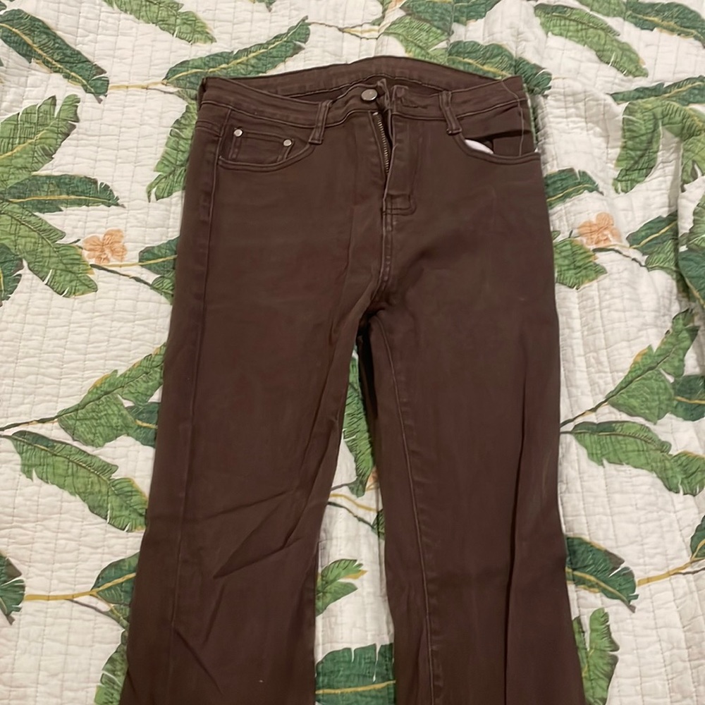 YesStyle - BrickBlack High-Waist Boot-Cut Jeans